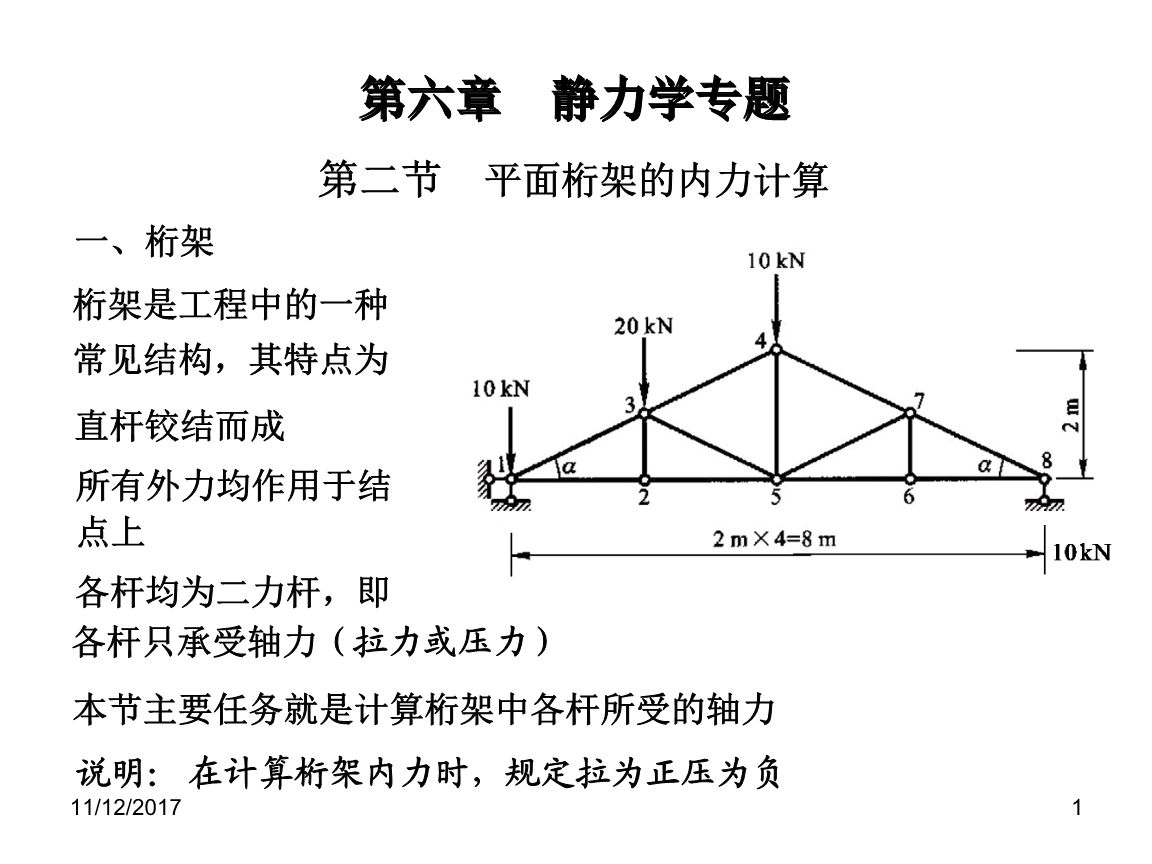 桁架結(jié)構(gòu)內(nèi)力計算例題（中考數(shù)學截面法解法）