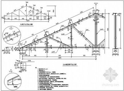 鋼屋架的結(jié)構(gòu)詳圖是表示鋼屋架的形式和大小