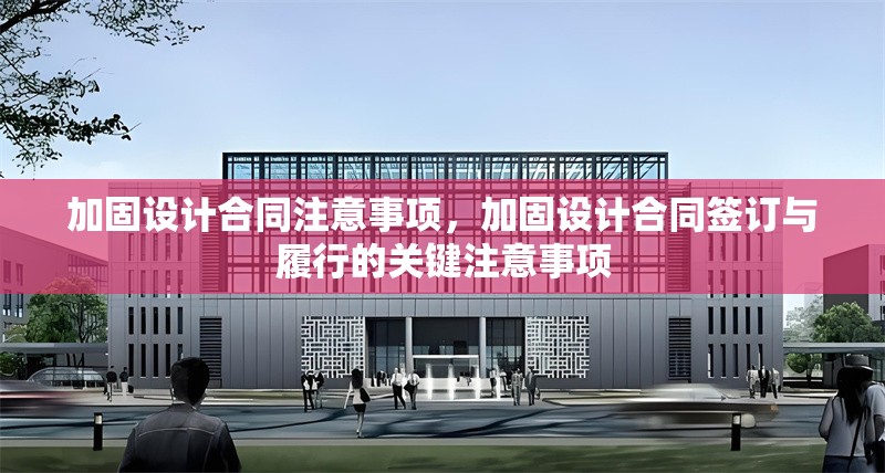 加固設(shè)計合同注意事項，加固設(shè)計合同簽訂與履行的關(guān)鍵注意事項
